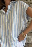 Mallow Stripe Cap Sleeve Shirt Baby Blue /40=